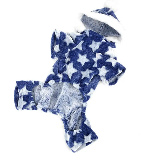 Star Fleecy Puppy Dog Pyjamas in Blue Xlarge - Sale - 2