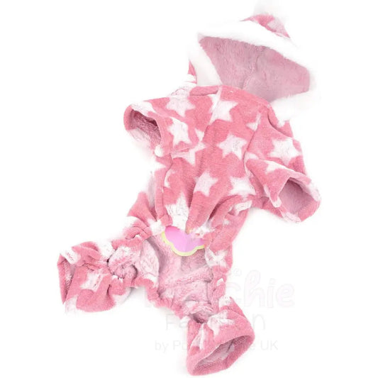 Star Fleecy Puppy Dog Pyjamas in Pink Xl - Posh Pawz - 2