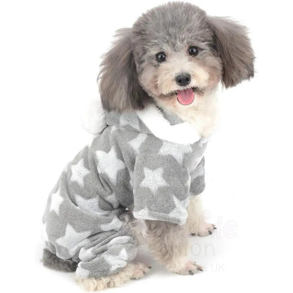 Star Fleecy Puppy Dog Pyjamas in Silver Grey - Sale - 5
