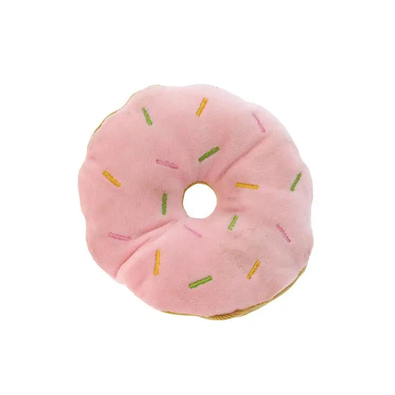 Strawberry Donut Plush & Squeaky Dog Toy - Posh Pawz - 1