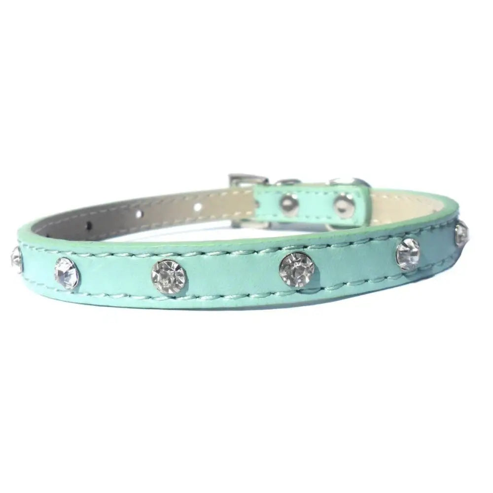 Super Slim Crystal Dog Collar in Blue - Posh Pawz - 1