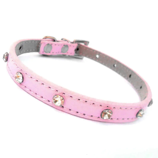 Super Slim Crystal Dog Collar in Pink - Posh Pawz - 1