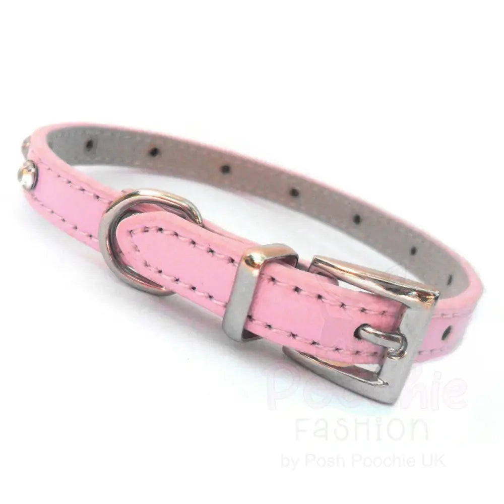 Super Slim Crystal Dog Collar in Pink - Posh Pawz - 2