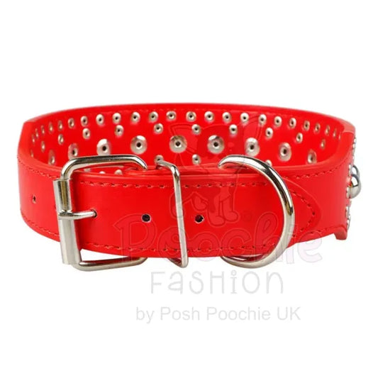 Super Stud Large Breed Dog Collar in Red - Posh Pawz - 2