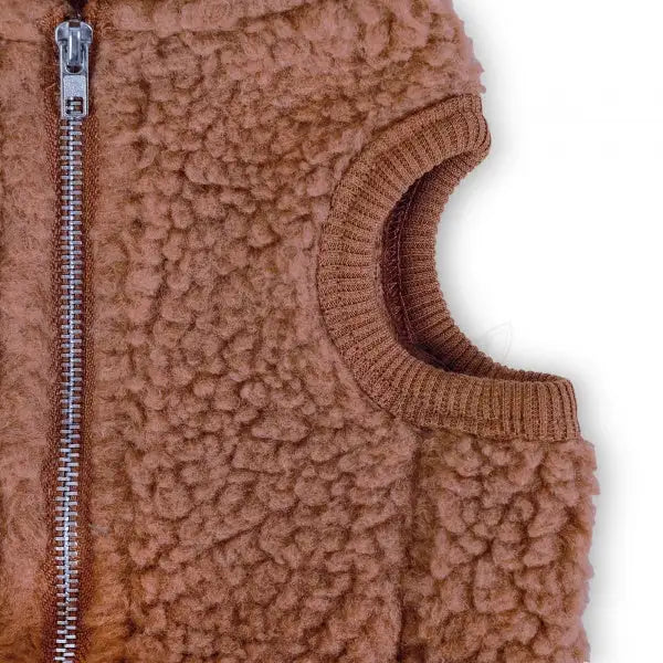 Teddy Sherpa Fleece Sleeveless Dog Zip Hoodie in Brown - Rich Paw - 6