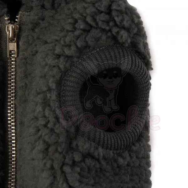 Teddy Sherpa Fleece Sleeveless Dog Zip Hoodie in Grey - Rich Paw - 7