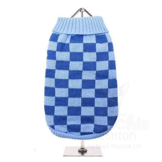 Urban Pup Checkerboard Blue Dog Jumper Medium - Sale - 2