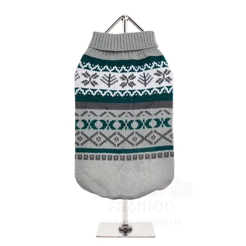 Urban Pup Grey Fair Isle Dog Jumper Large - Sale - 2