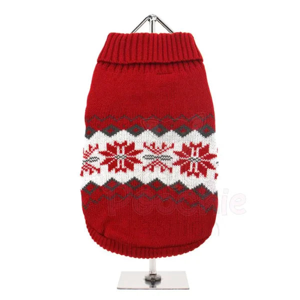 Urban Pup Red Snowflake Dog Jumper - Sale - 2