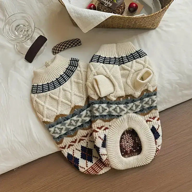 Vintage Argyle Knit Dog Jumper - Posh Pawz - 6