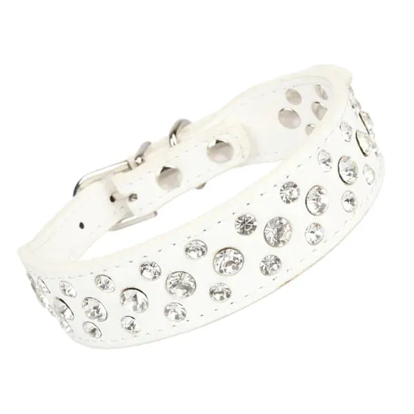 White Rhinestone Sprinkles Dog Collar - Posh Pawz - 1