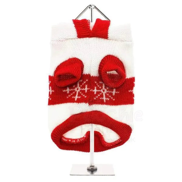 White Snowflake Dog Jumper with Hood - Urban - 2