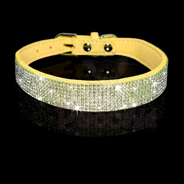 Yellow Crystal Eco-suede Dog Collar - Posh Pawz - 2