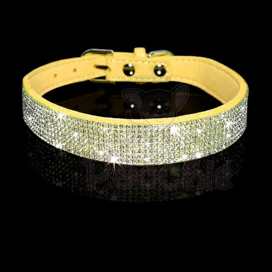 Yellow Crystal Eco-suede Dog Collar - Posh Pawz - 2