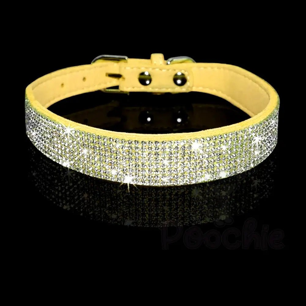 Yellow Crystal Eco-suede Dog Collar - Posh Pawz - 2