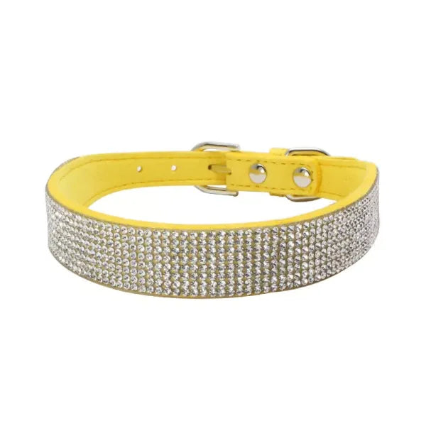 Yellow Crystal Eco-suede Dog Collar - Posh Pawz - 1
