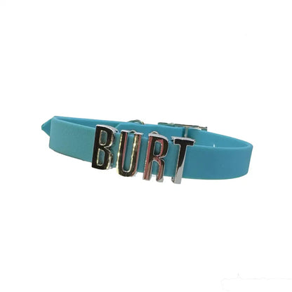 Aqua Waterproof Personalised Dog Collar with Large Chrome Letters - Poochie Fashion - 1