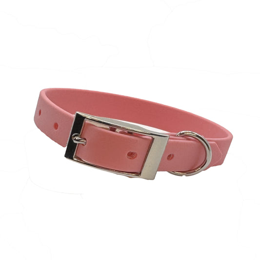 Slim Biothane Waterproof Dog Collar In Baby Pink