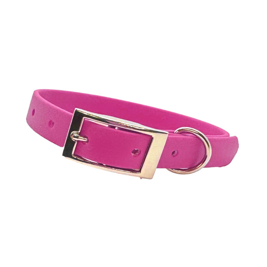 Slim Biothane Waterproof Dog Collar In Magenta Pink