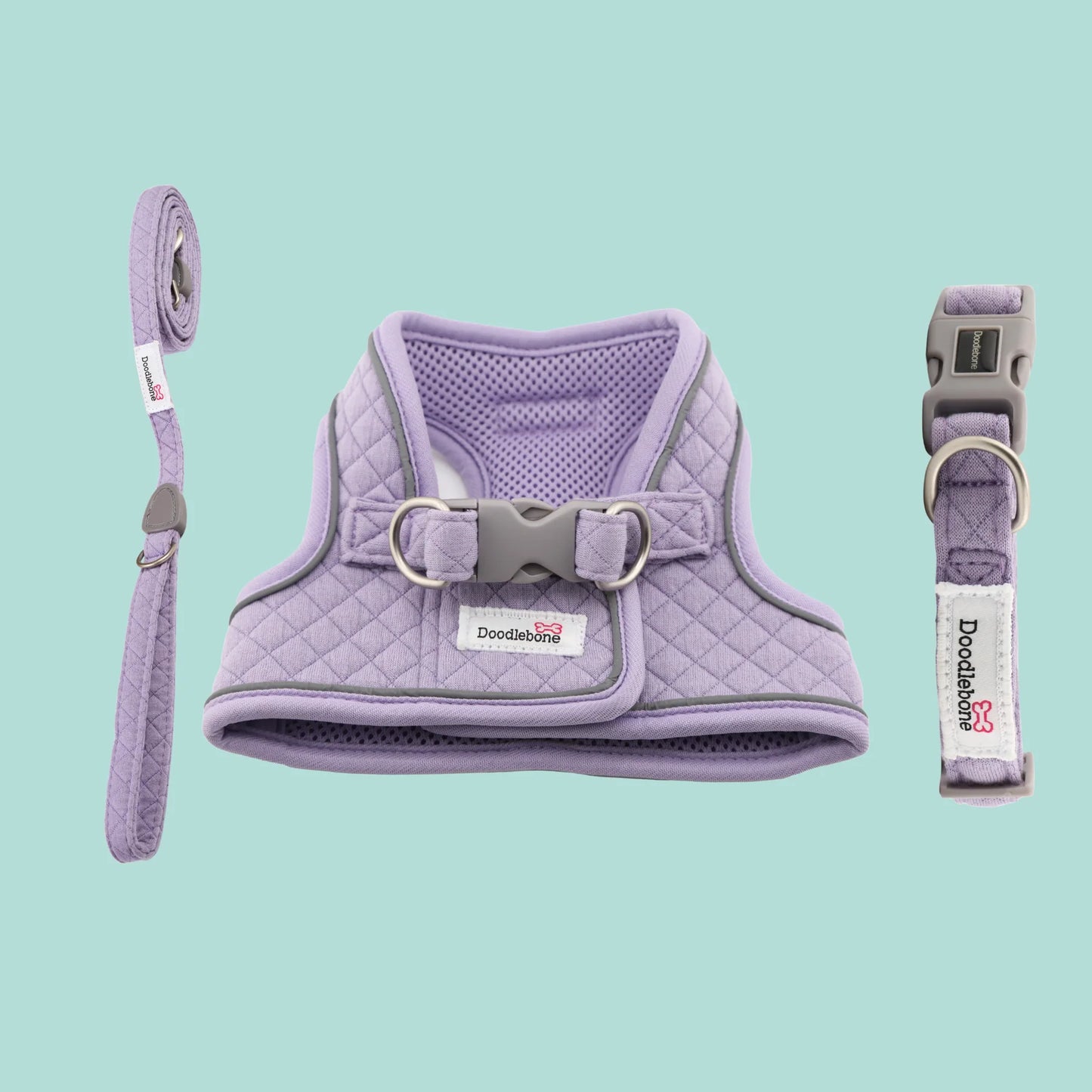 Doodlebone Dinky Dog Snappy Harness For Small Dogs In Lilac Quilt