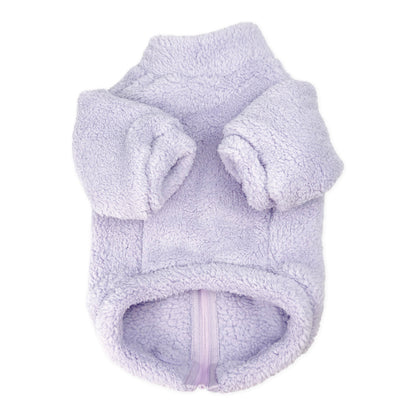 Plush Teddy Fleece Dog Zippy Jacket In Lilac