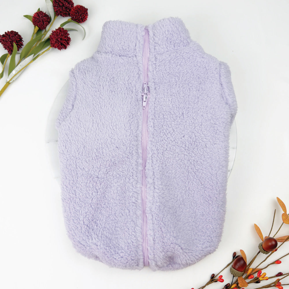 Plush Teddy Fleece Dog Zippy Jacket In Lilac