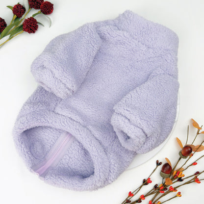 Plush Teddy Fleece Dog Zippy Jacket In Lilac