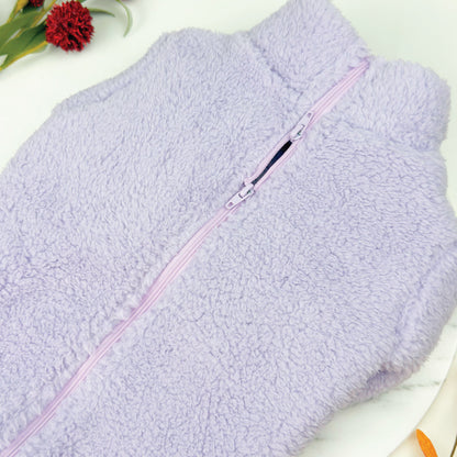 Plush Teddy Fleece Dog Zippy Jacket In Lilac