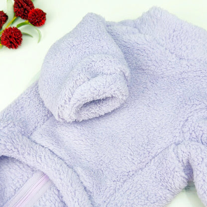 Plush Teddy Fleece Dog Zippy Jacket In Lilac