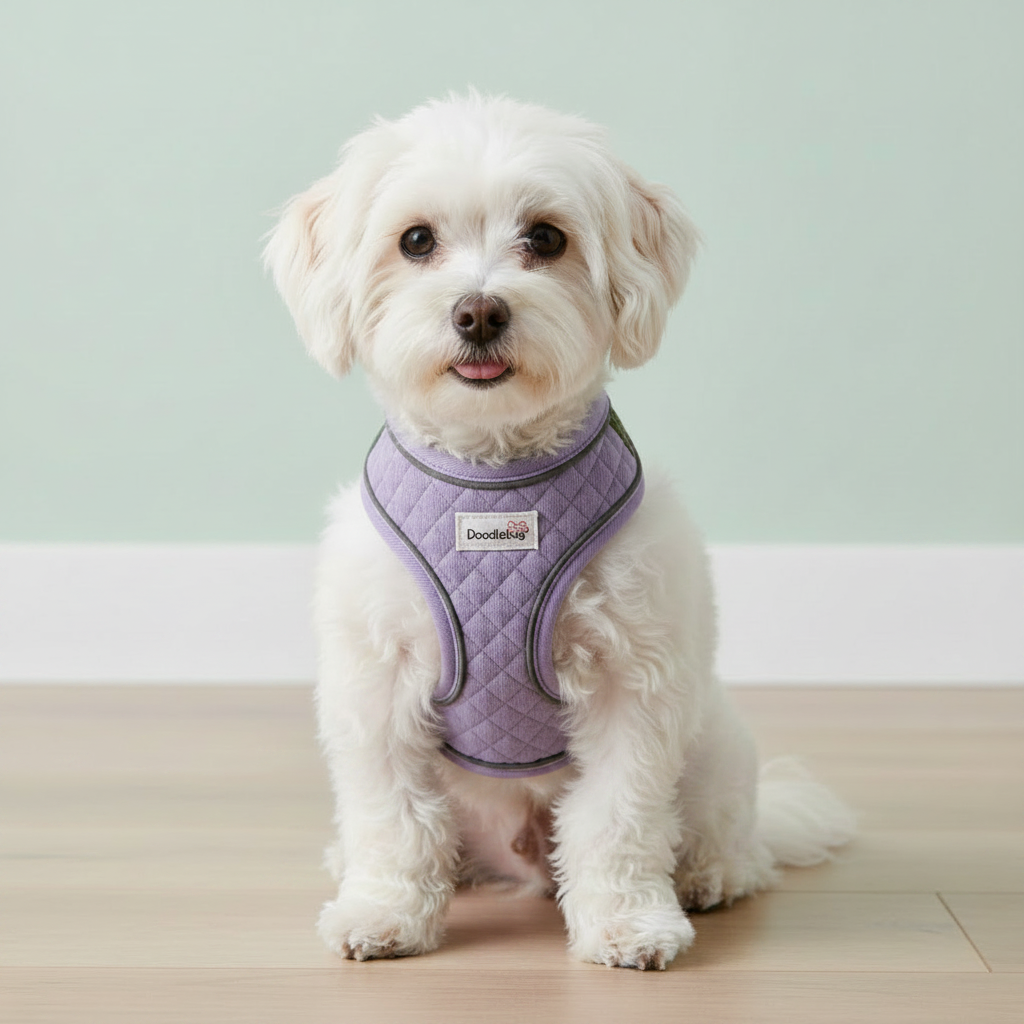 Doodlebone Dinky Dog Snappy Harness For Small Dogs In Lilac Quilt