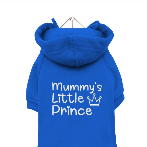 Mummy's Little Prince Dog Hoodie Sweatshirt - Blue