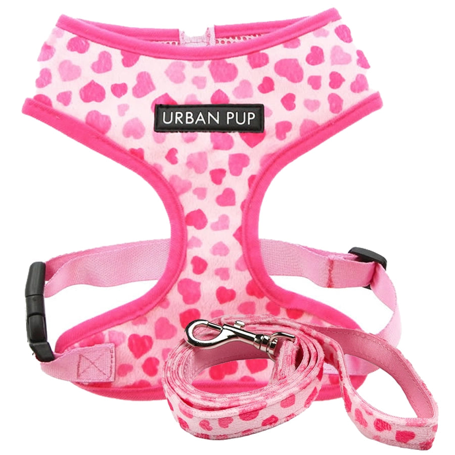 Pink Hearts Dog Harness XLarge and Lead