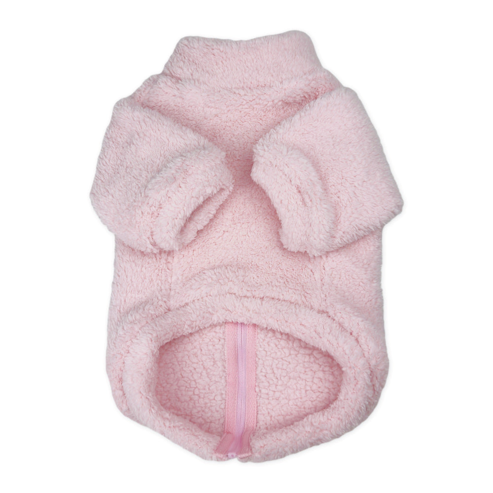 Plush Teddy Fleece Dog Zippy Jacket In Pink