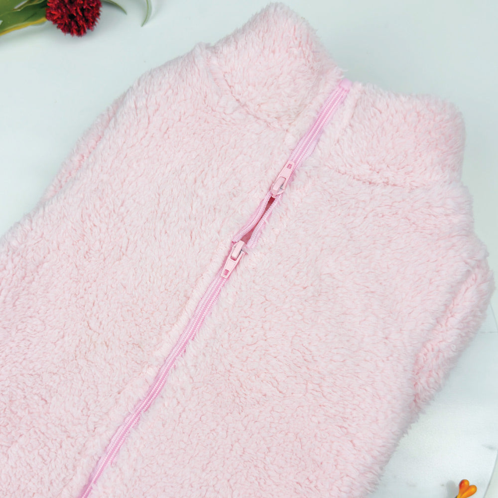 Plush Teddy Fleece Dog Zippy Jacket In Pink