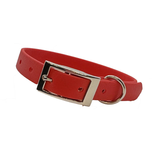 Slim Biothane Waterproof Dog Collar In Red