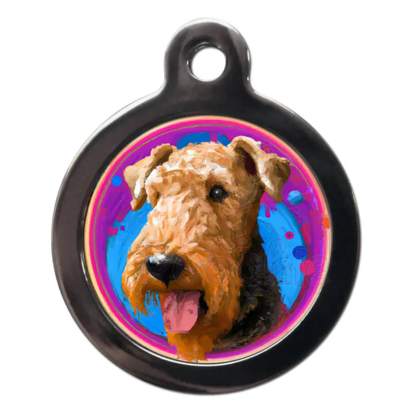 Airedale Terrier Graffiti Dog Id Tag - Ps Pet Tags - 1
