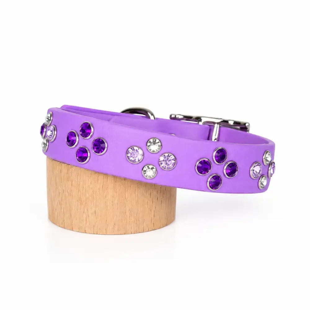 Amethyst Biothane Crystal Cluster Dog Collar - Poochie Fashion - 1
