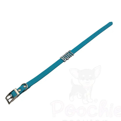 Aqua Waterproof Personalised Dog Collar with Chrome Letters - Poochie Fashion - 3