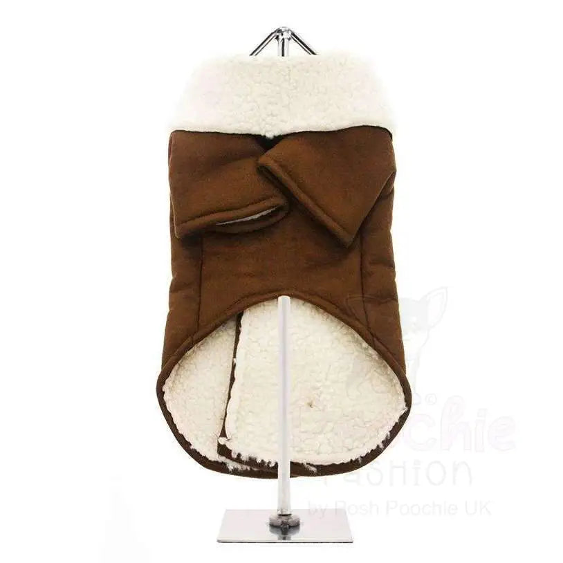Aviator Faux Suede & Shearing Fleece Designer Dog Coat - Urban - 3