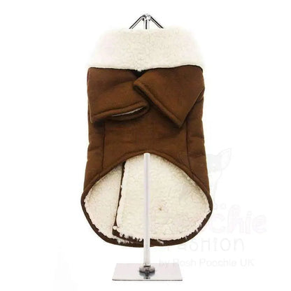 Aviator Faux Suede & Shearing Fleece Designer Dog Coat - Urban - 3