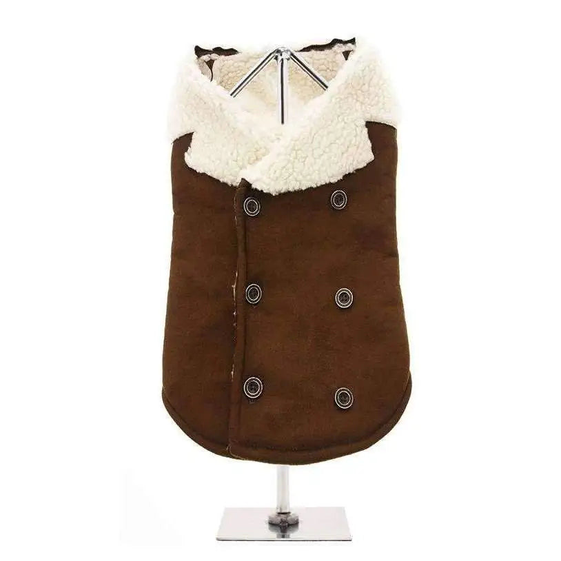 Aviator Faux Suede & Shearing Fleece Designer Dog Coat - Urban - 1