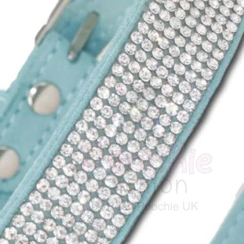 Baby Blue Crystal Eco-suede Dog Collar - Posh Pawz - 3