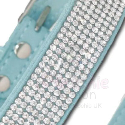 Baby Blue Crystal Eco-suede Dog Collar - Posh Pawz - 3