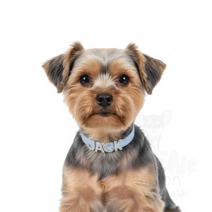 Baby Blue Waterproof Personalised Dog Collar with Diamante Letters - Poochie Fashion - 2