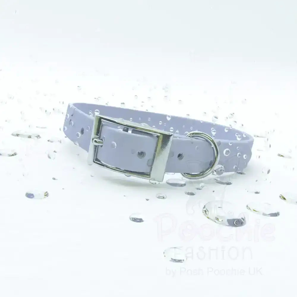 Baby Blue Waterproof Personalised Dog Collar with Large Chrome Letters - Poochie Fashion - 6
