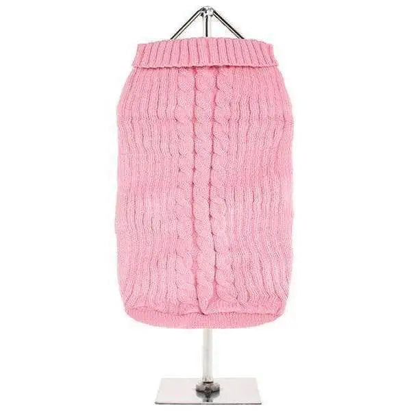 Baby Pink Cable Knit Dog Jumper - Posh Pawz - 1