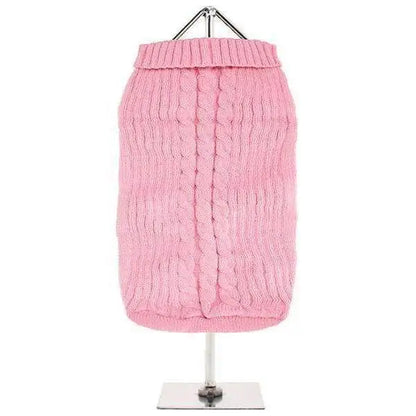 Baby Pink Cable Knit Dog Jumper - Posh Pawz - 1