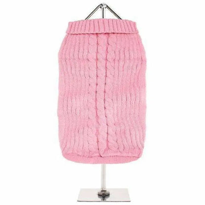Baby Pink Cable Knit Dog Jumper - Urban Pup - 1