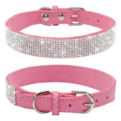 Baby Pink Crystal eco-Suede Dog Collar - Posh Pawz - 1
