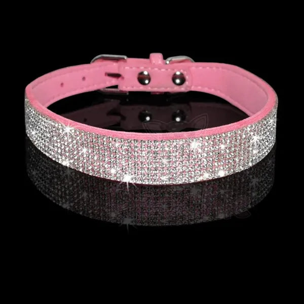 Baby Pink Crystal Eco-suede Dog Collar - Posh Pawz - 2